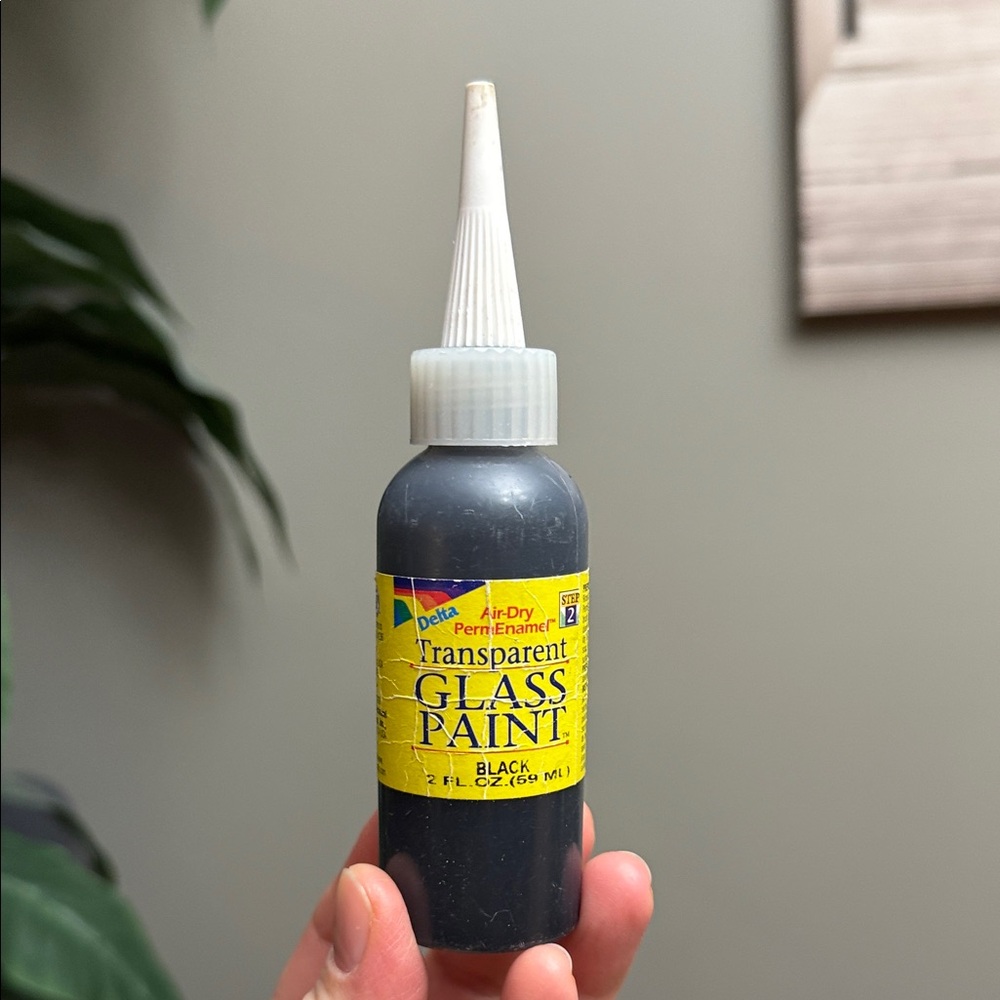 Vintage Delta Black enamel Transparent Glass Paint 2oz drizzled